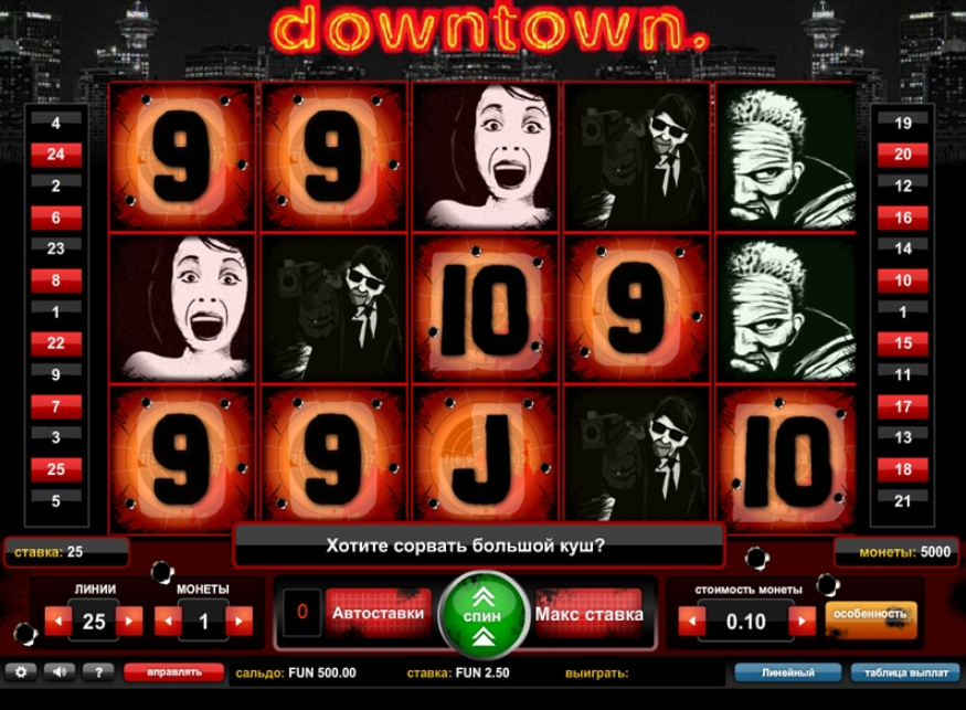 Игровой слот Downtown для поклонников азарта